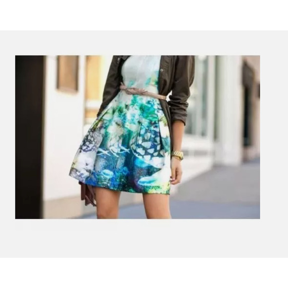 Zara‎ Basics Dress XS Aquarium Print Tulip Mini Holiday Bloggers Fav NWOT - Picture 14 of 16